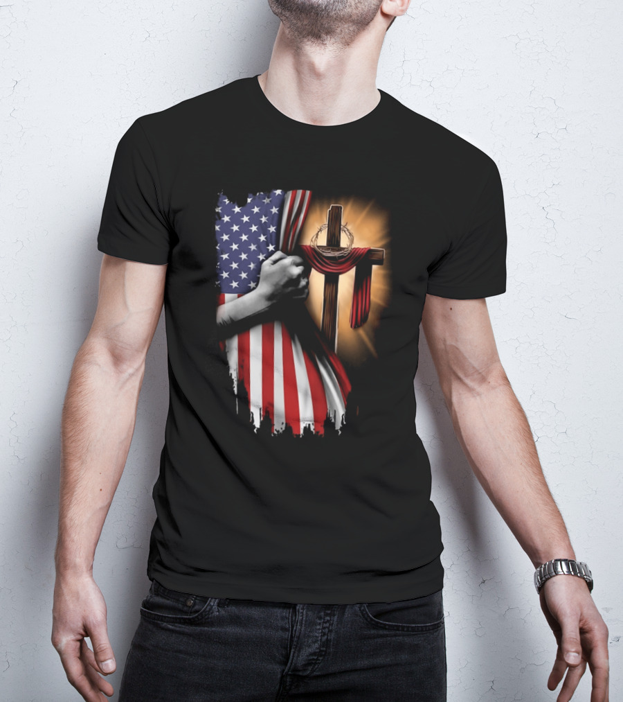American Flag Cross Faith And Unity T-Shirt