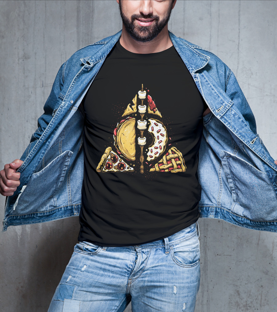 Deathly Hallows Inspired Snacks Pizza Taco Donut Pie T-Shirt