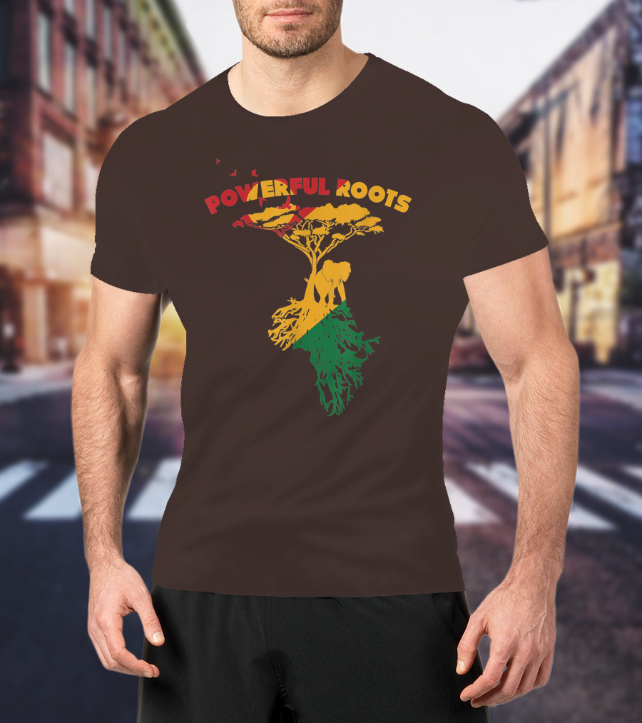 Powerful Roots Black History Month African American Elephant Tree Africa Vibes T-Shirt