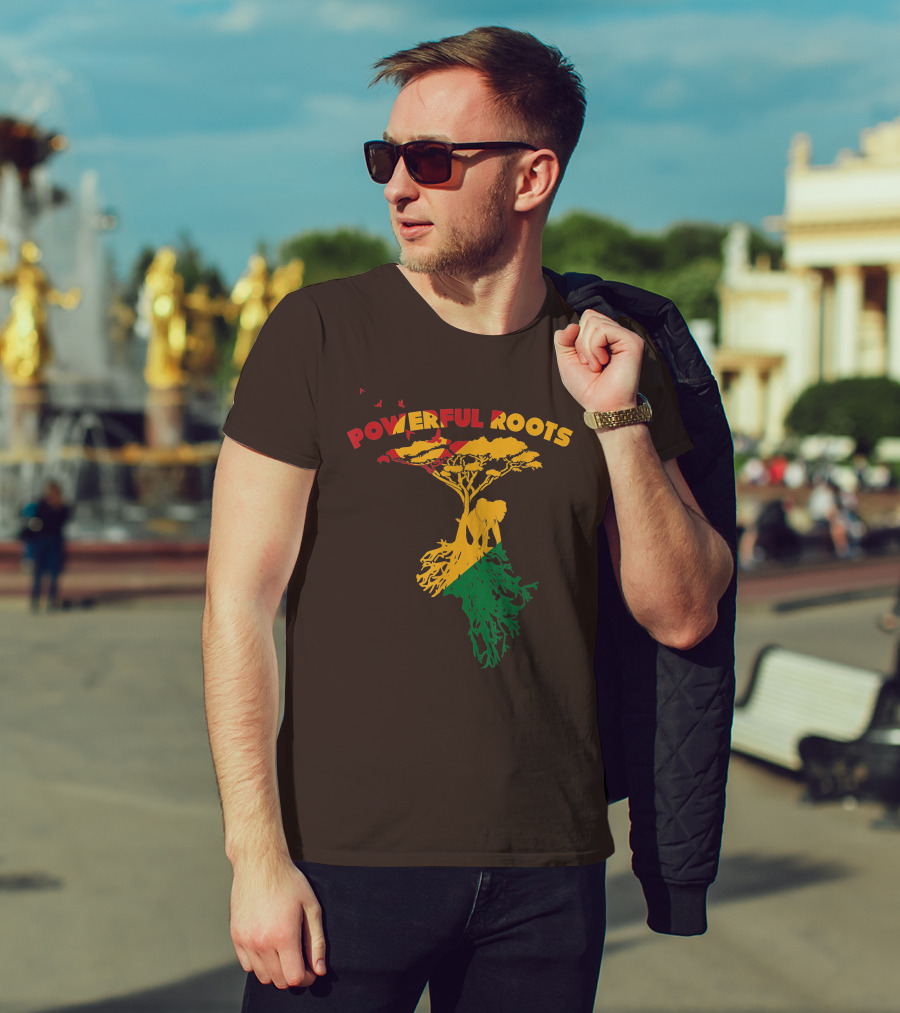 Powerful Roots Black History Month African American Elephant Tree Africa Vibes T-Shirt