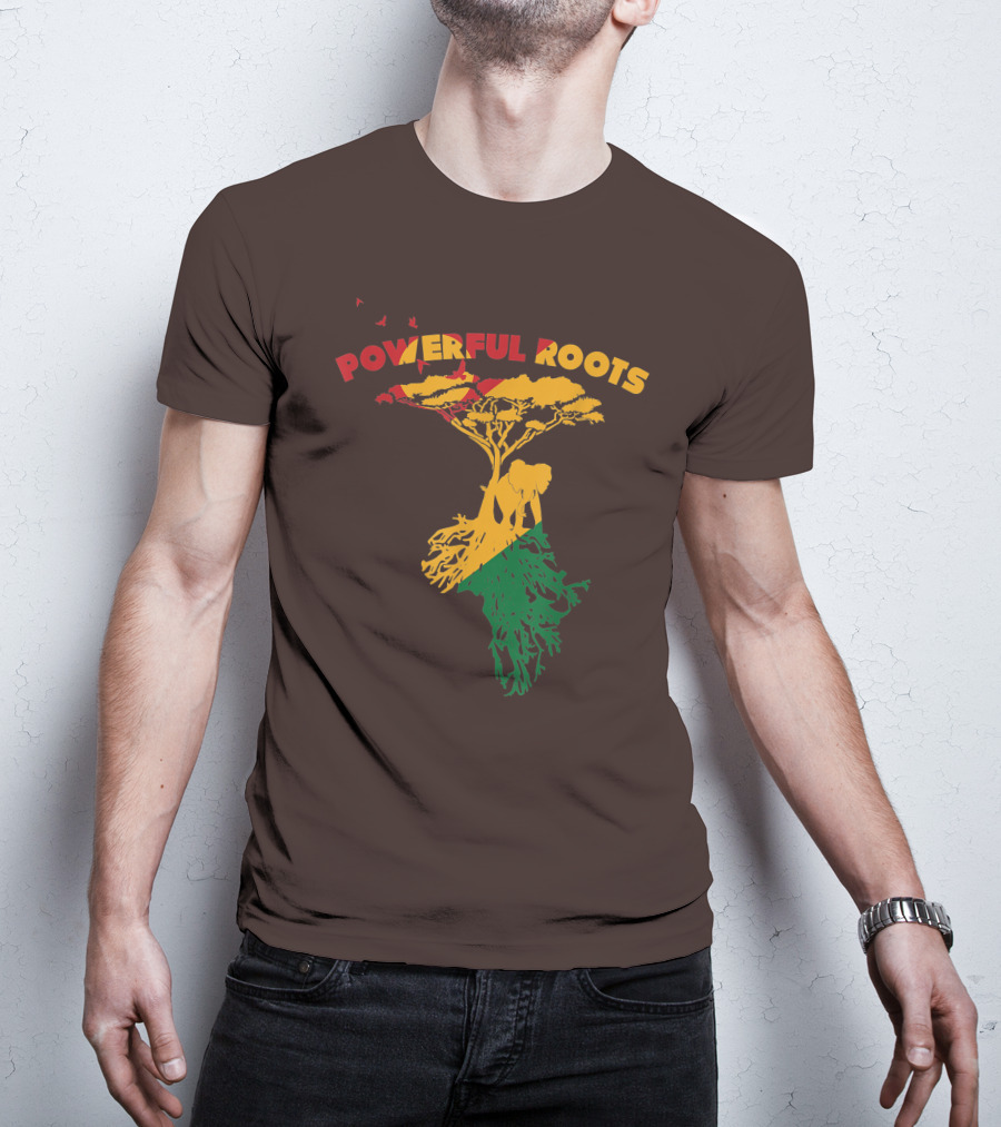 Powerful Roots Black History Month African American Elephant Tree Africa Vibes T-Shirt