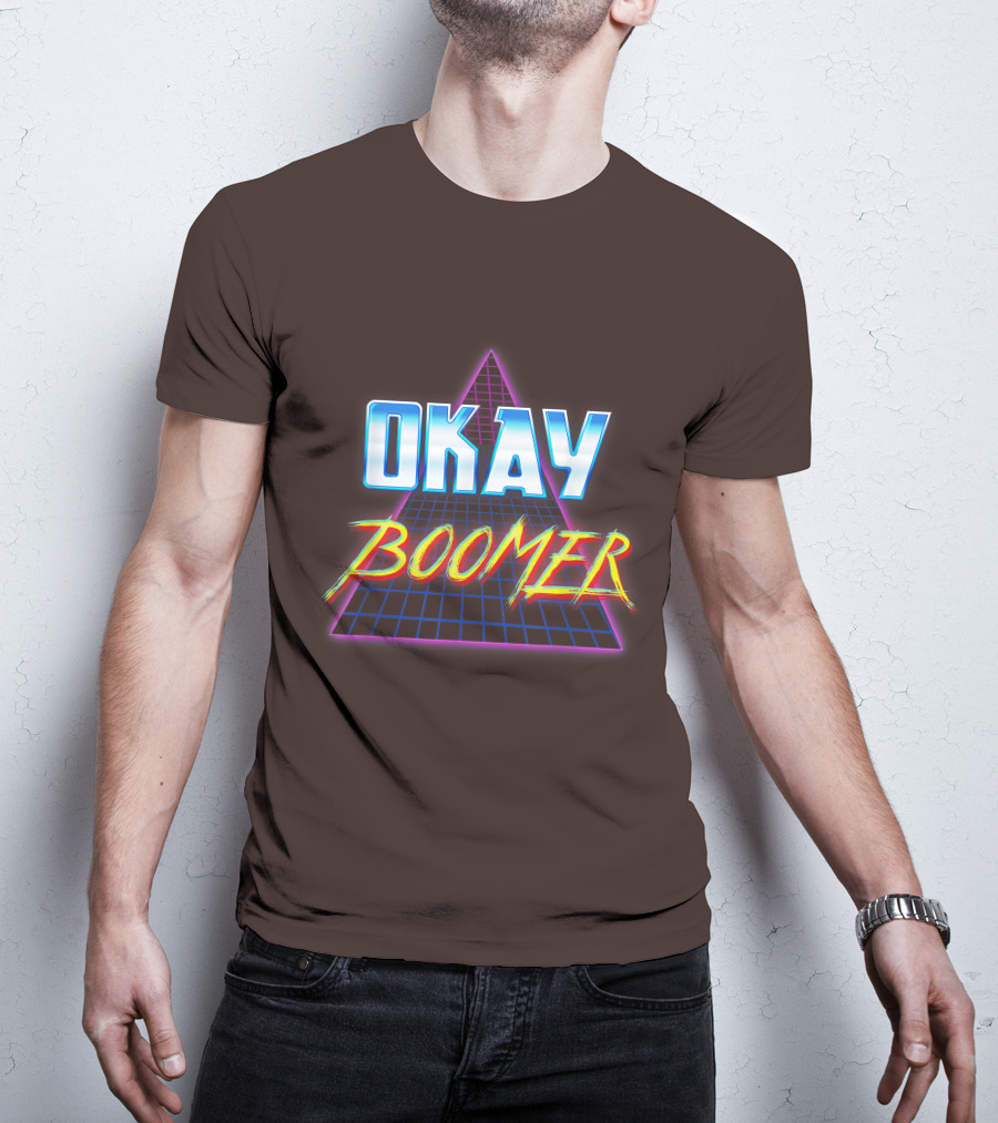 Okay Boomer Retro 80s Neon Grid Triangle T-Shirt