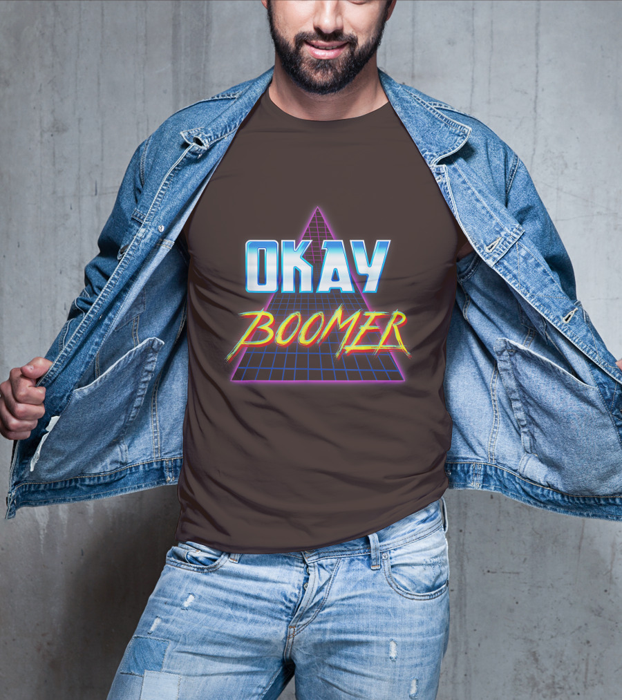 Okay Boomer Retro 80s Neon Grid Triangle T-Shirt