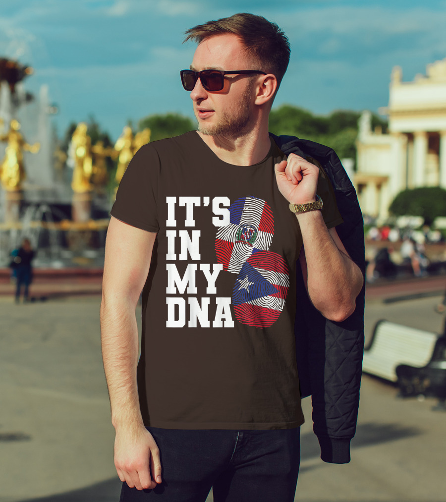 IT'S IN MY DNA Dominican Republic And Puerto Rico Fingerprints T-Shirt