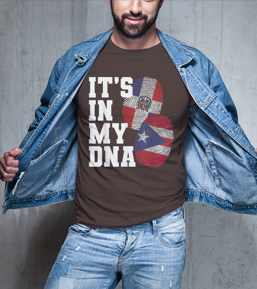 IT'S IN MY DNA Dominican Republic And Puerto Rico Fingerprints T-Shirt