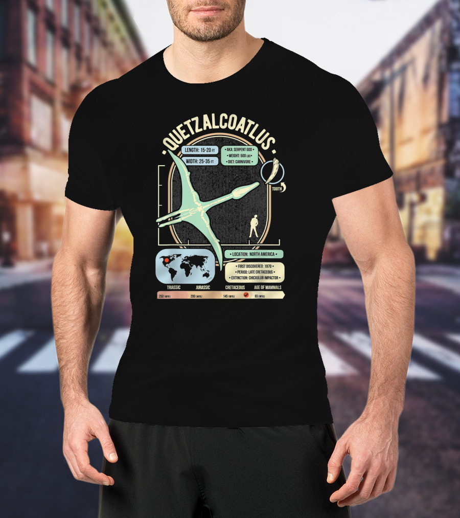 Quetzalcoatlus Dinosaur Facts Science Anatomy Serpent God Cretaceous Extinction North America History T-Shirt