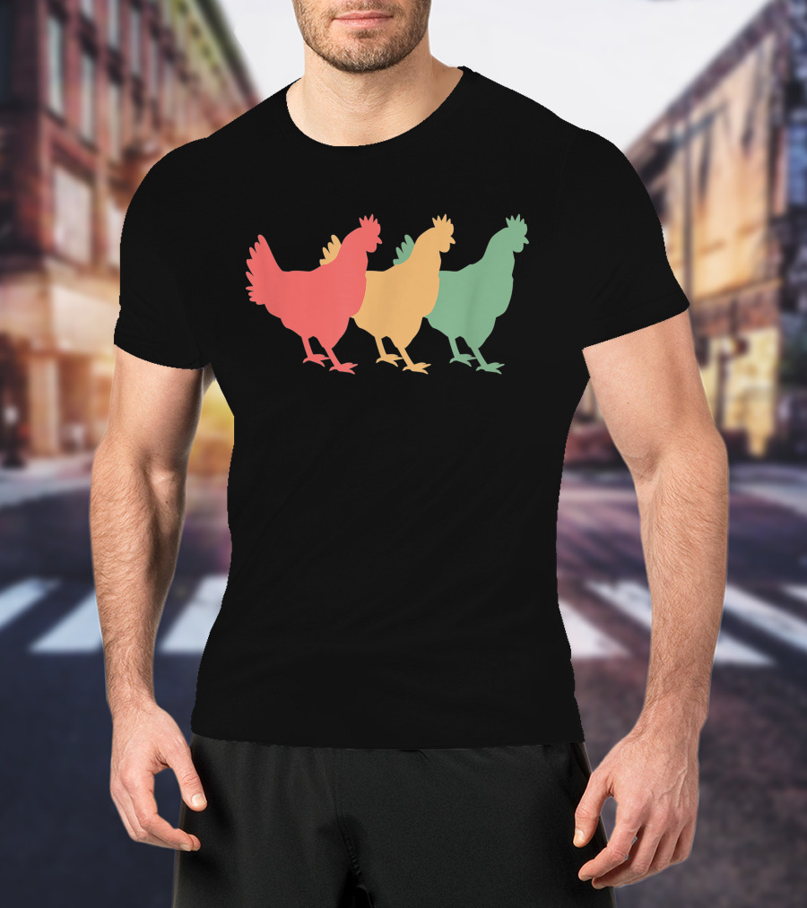 Funny Vintage Chicken Trio Retro T-Shirt