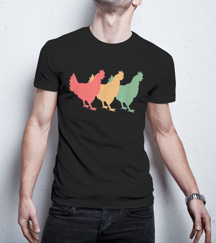 Funny Vintage Chicken Trio Retro T-Shirt