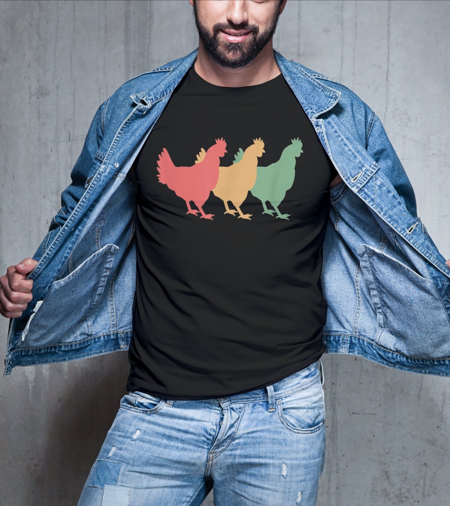 Funny Vintage Chicken Trio Retro T-Shirt