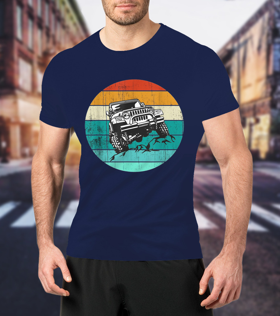 Off Road 4x4 Vehicle Retro Sunset Adventure Jeep Wrangler T-Shirt