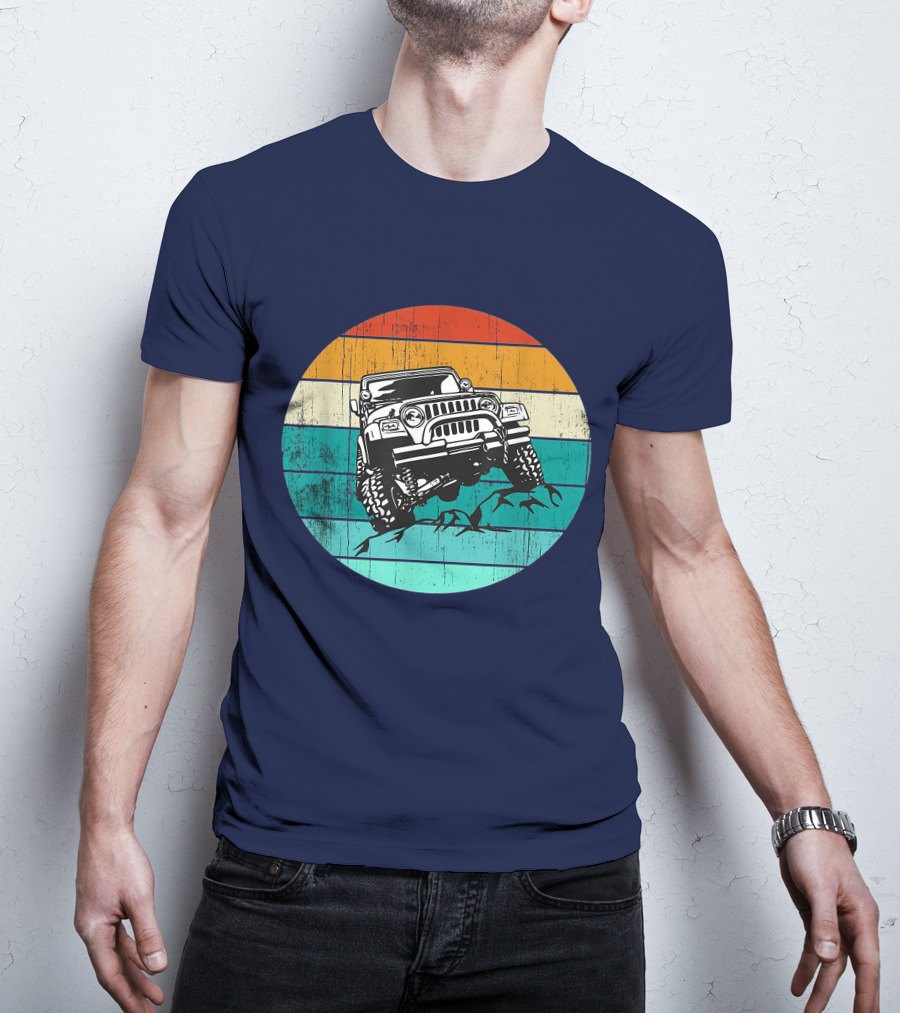 Off Road 4x4 Vehicle Retro Sunset Adventure Jeep Wrangler T-Shirt