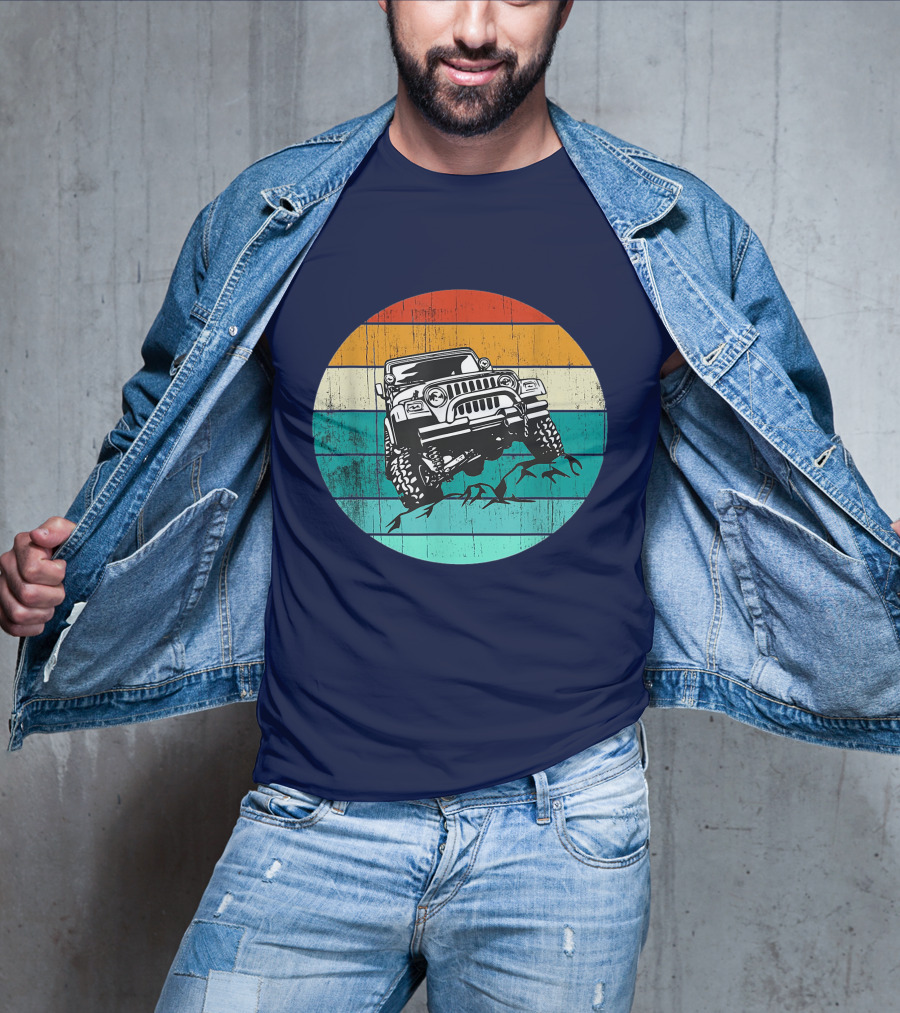 Off Road 4x4 Vehicle Retro Sunset Adventure Jeep Wrangler T-Shirt