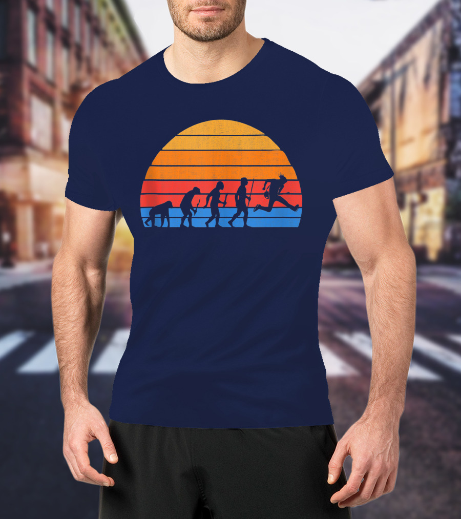 Guitarist Evolution Silhouette Retro Sunset T-Shirt