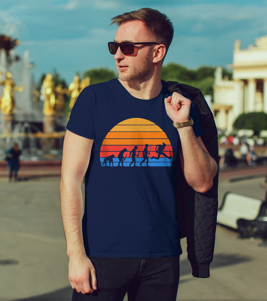 Guitarist Evolution Silhouette Retro Sunset T-Shirt