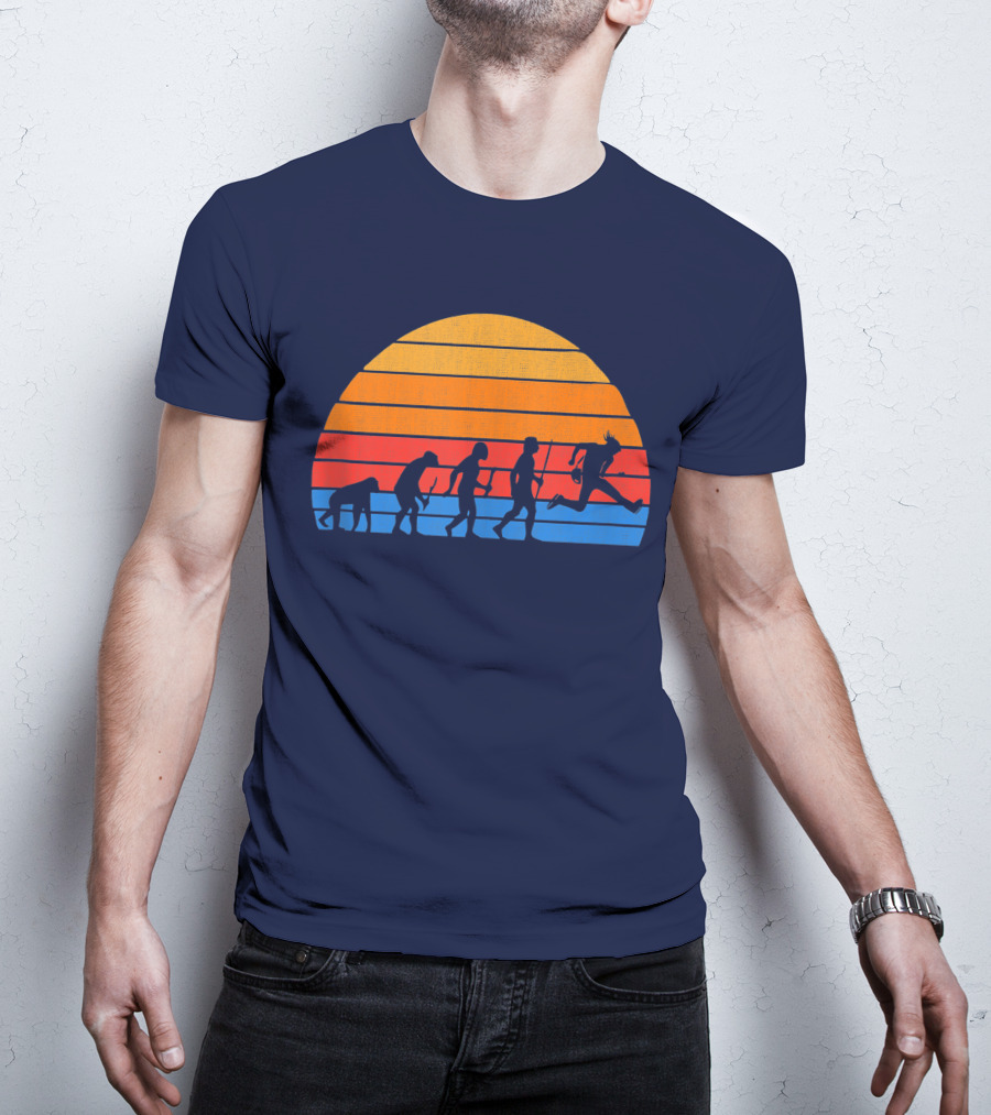 Guitarist Evolution Silhouette Retro Sunset T-Shirt