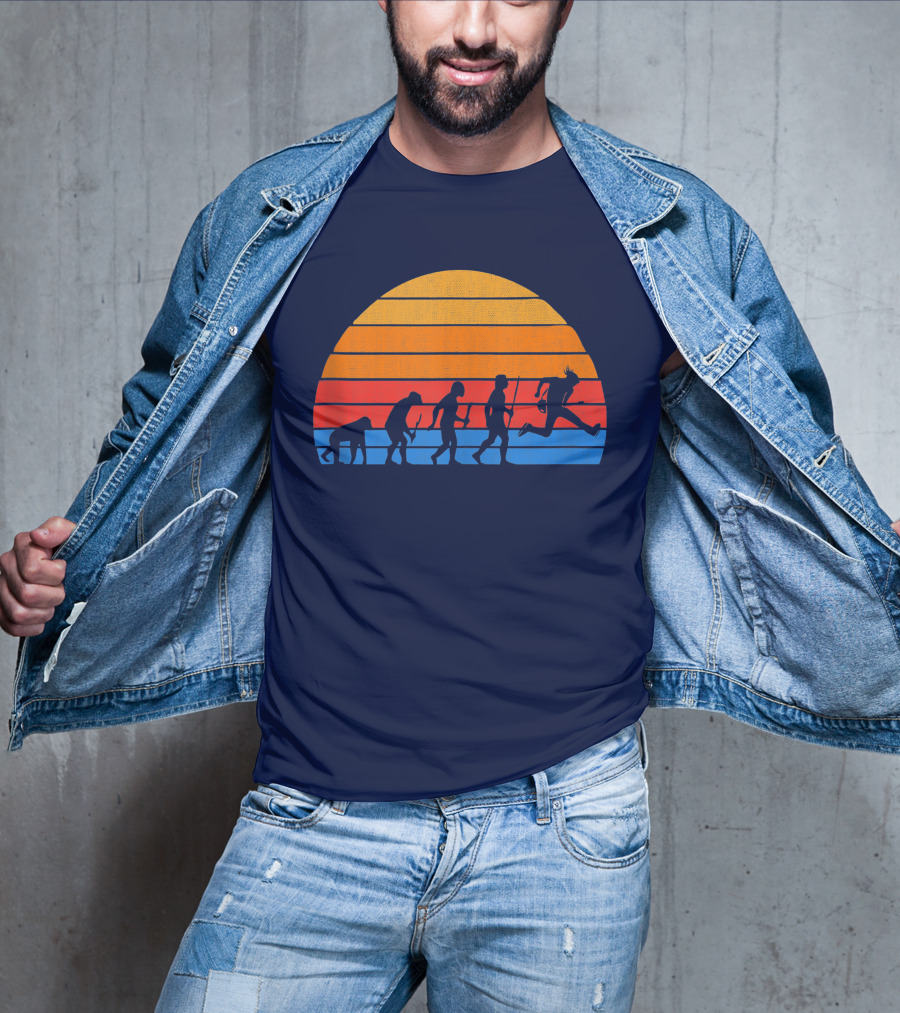 Guitarist Evolution Silhouette Retro Sunset T-Shirt