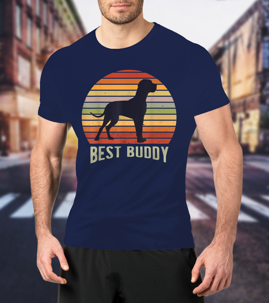 Best Buddy Vintage Dog Silhouette Retro Sunset T-Shirt