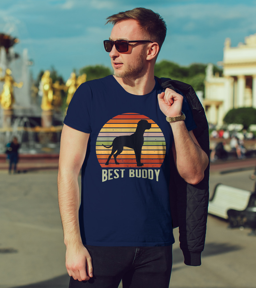 Best Buddy Vintage Dog Silhouette Retro Sunset T-Shirt