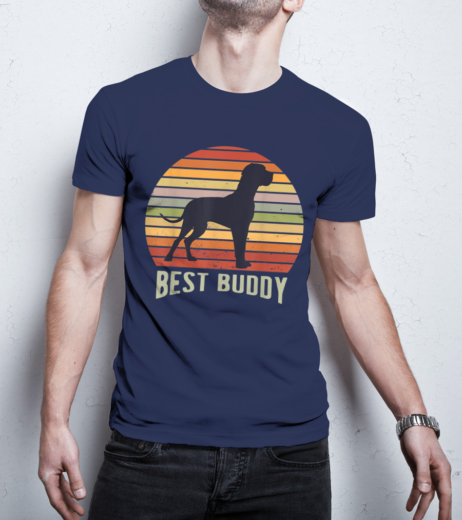 Best Buddy Vintage Dog Silhouette Retro Sunset T-Shirt