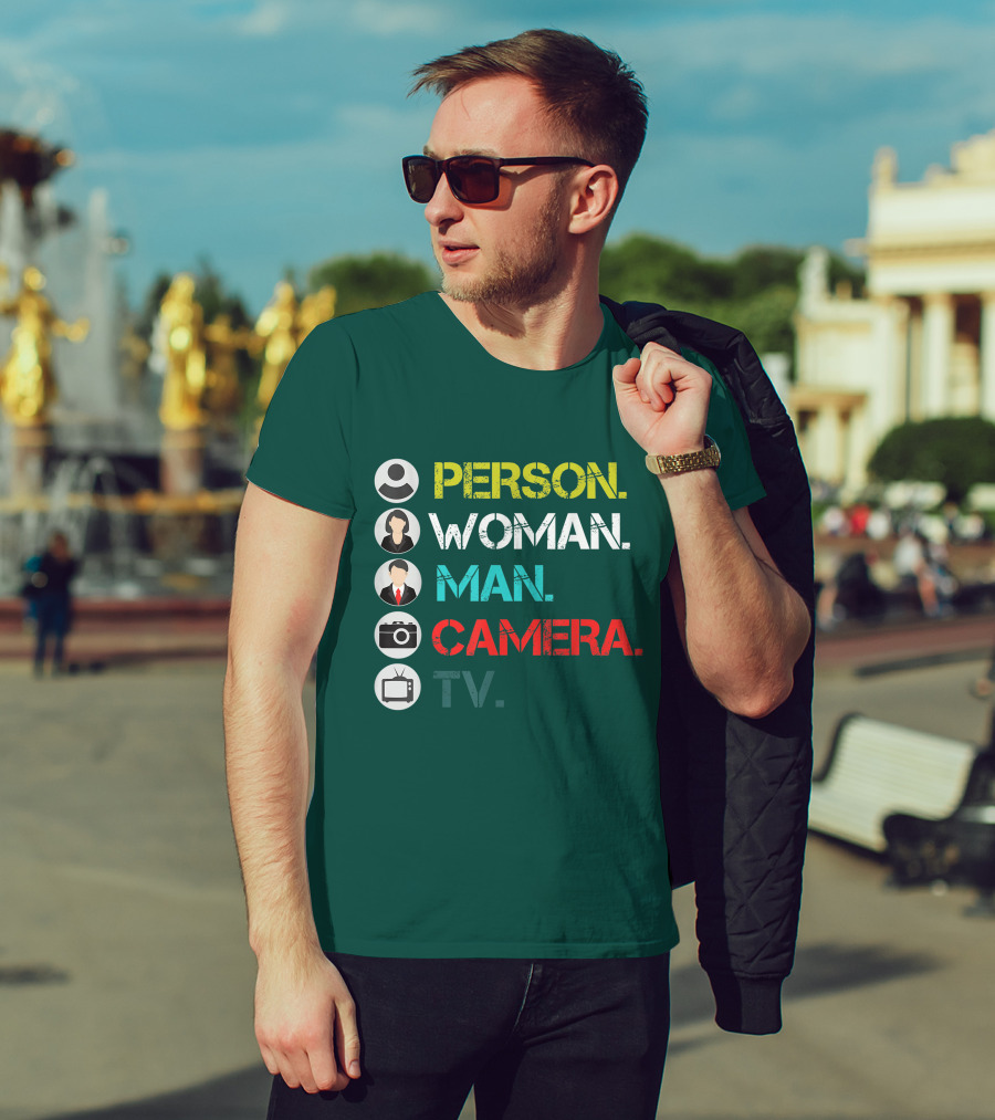 PERSON WOMAN MAN CAMERA TV Circle Icons T-Shirt