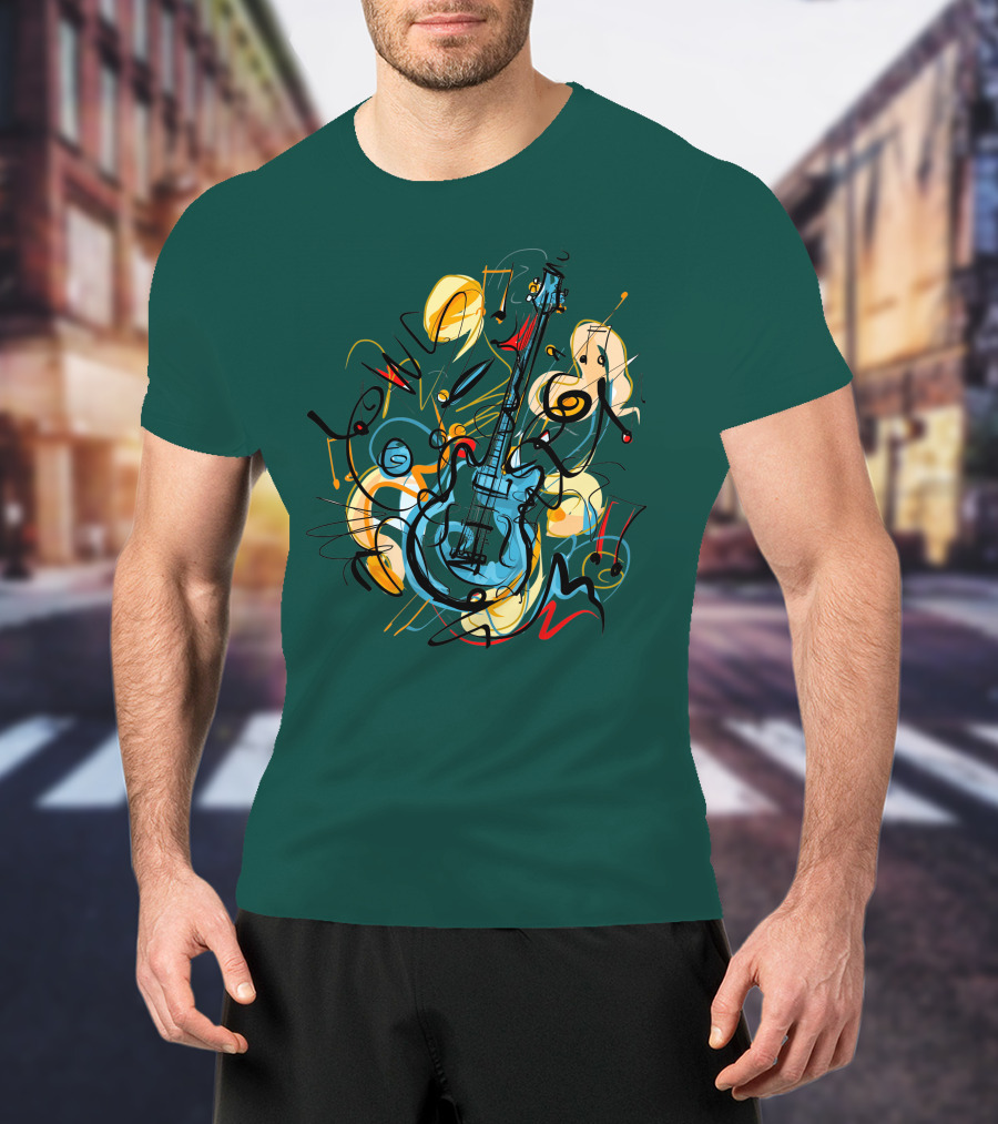 Guitar Music Love Vibrant Abstract Composition T-Shirt