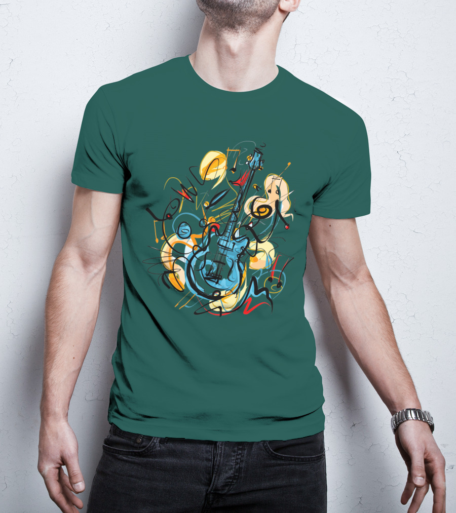 Guitar Music Love Vibrant Abstract Composition T-Shirt
