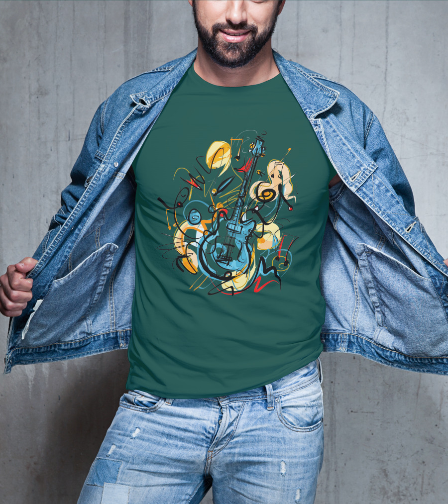 Guitar Music Love Vibrant Abstract Composition T-Shirt