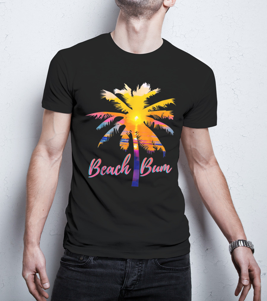 Beach Bum Tropical Sunrise Palm Tree Sunset Reflection T-Shirt
