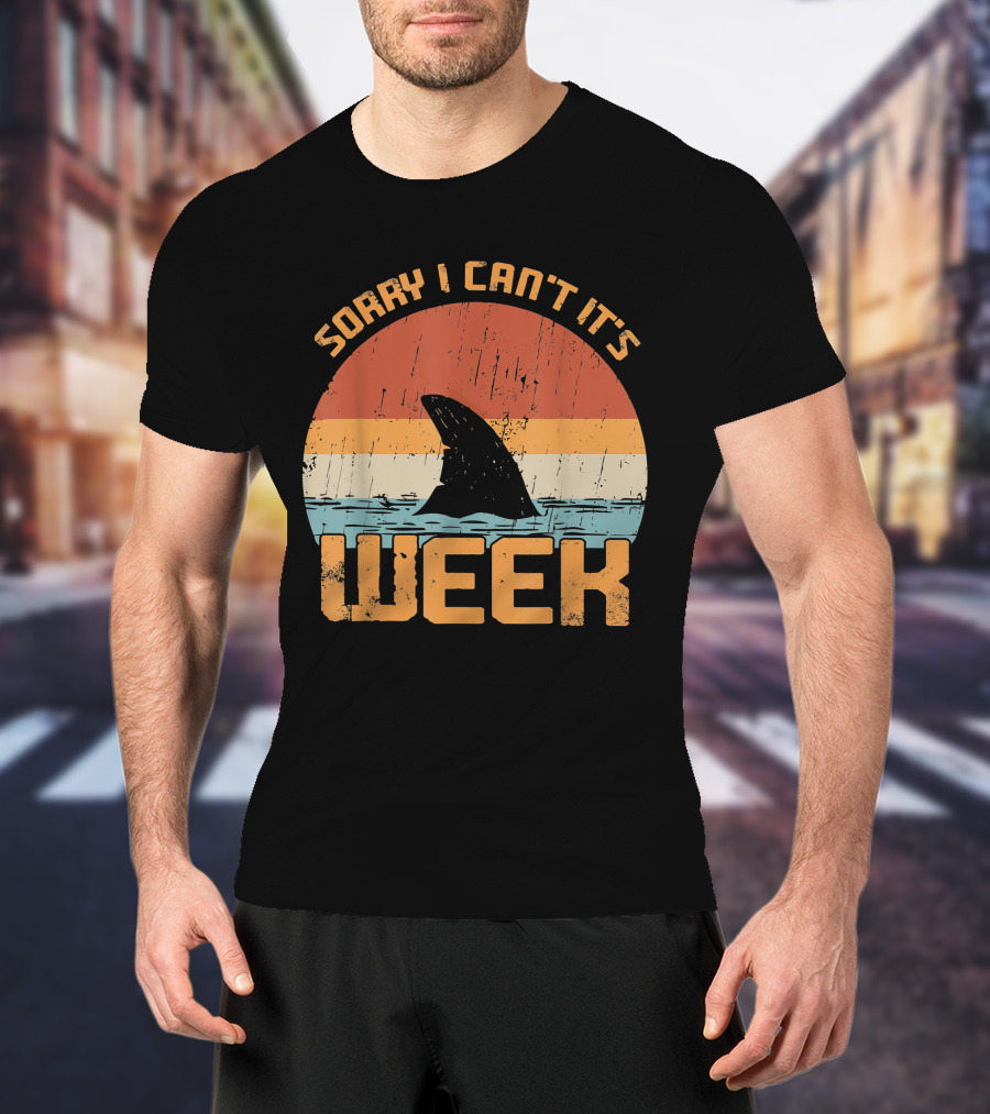 Vintage Sorry I Can't It's Week Funny Shark T-Shirt