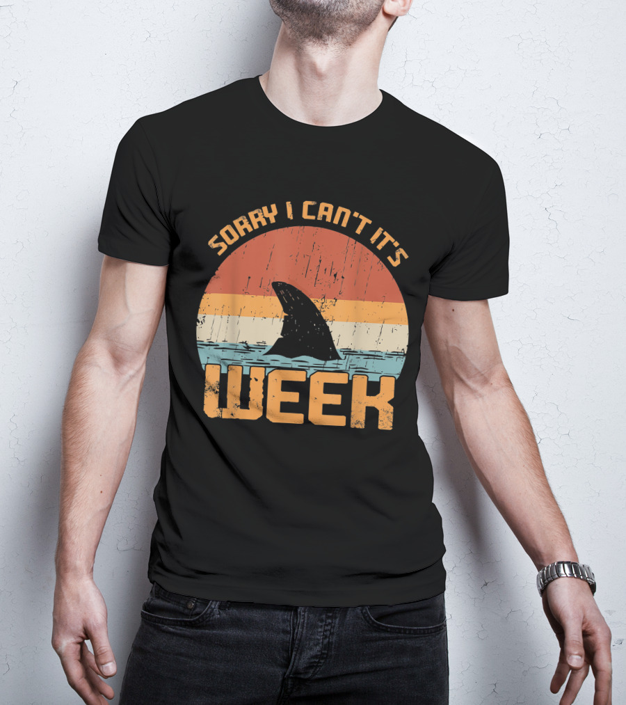 Vintage Sorry I Can't It's Week Funny Shark T-Shirt