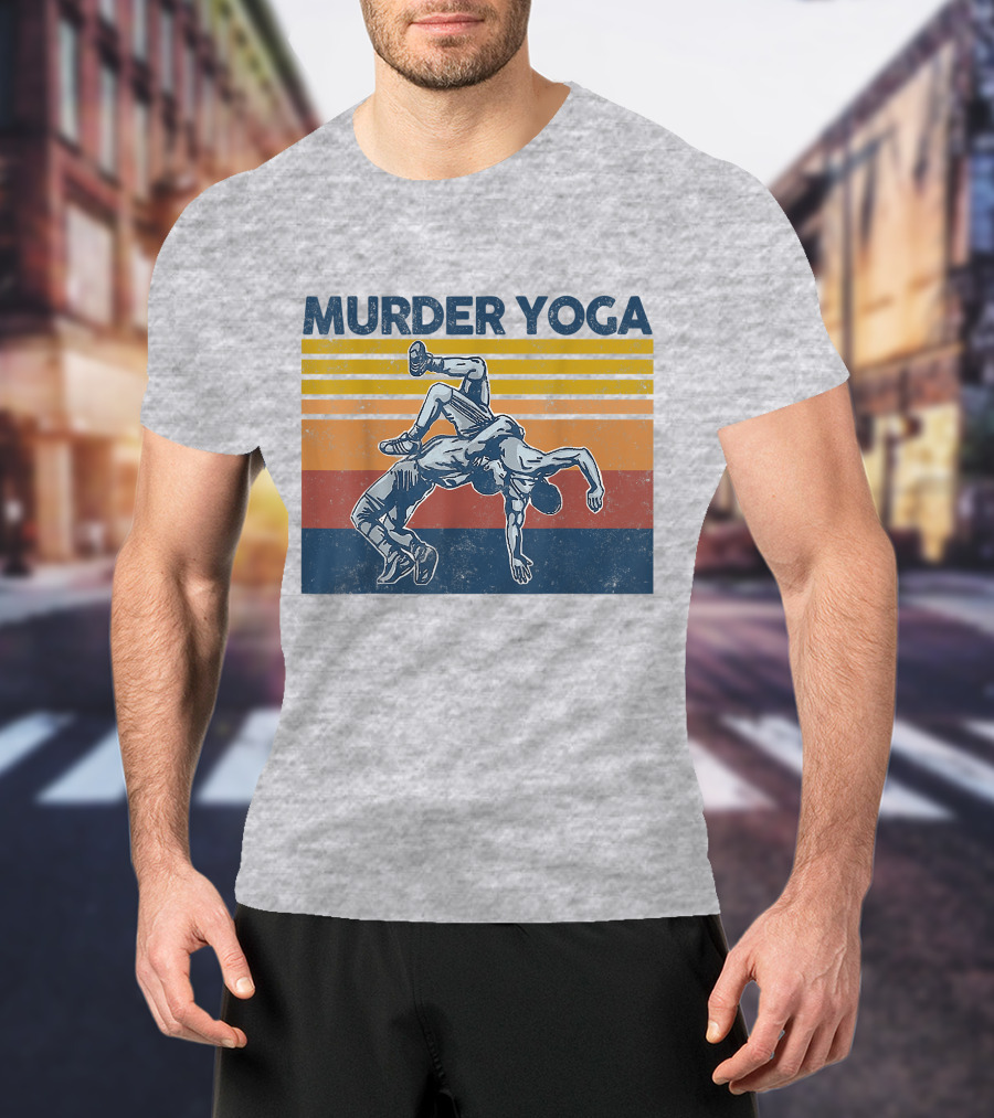 Murder Yoga Funny Vintage Brazilian Jiu Jitsu Wrestling T-Shirt