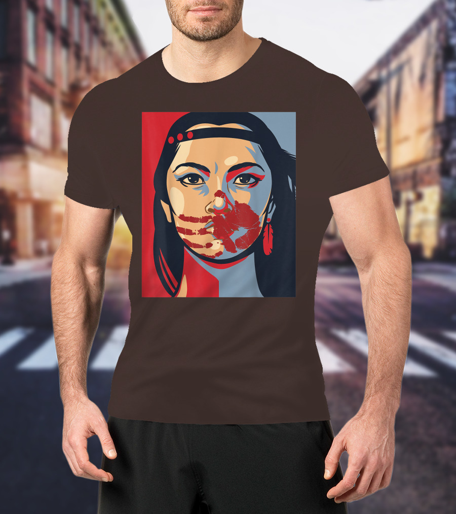 MMIW Awareness Stolen Sisters Indigenous Woman Red Handprint T-Shirt
