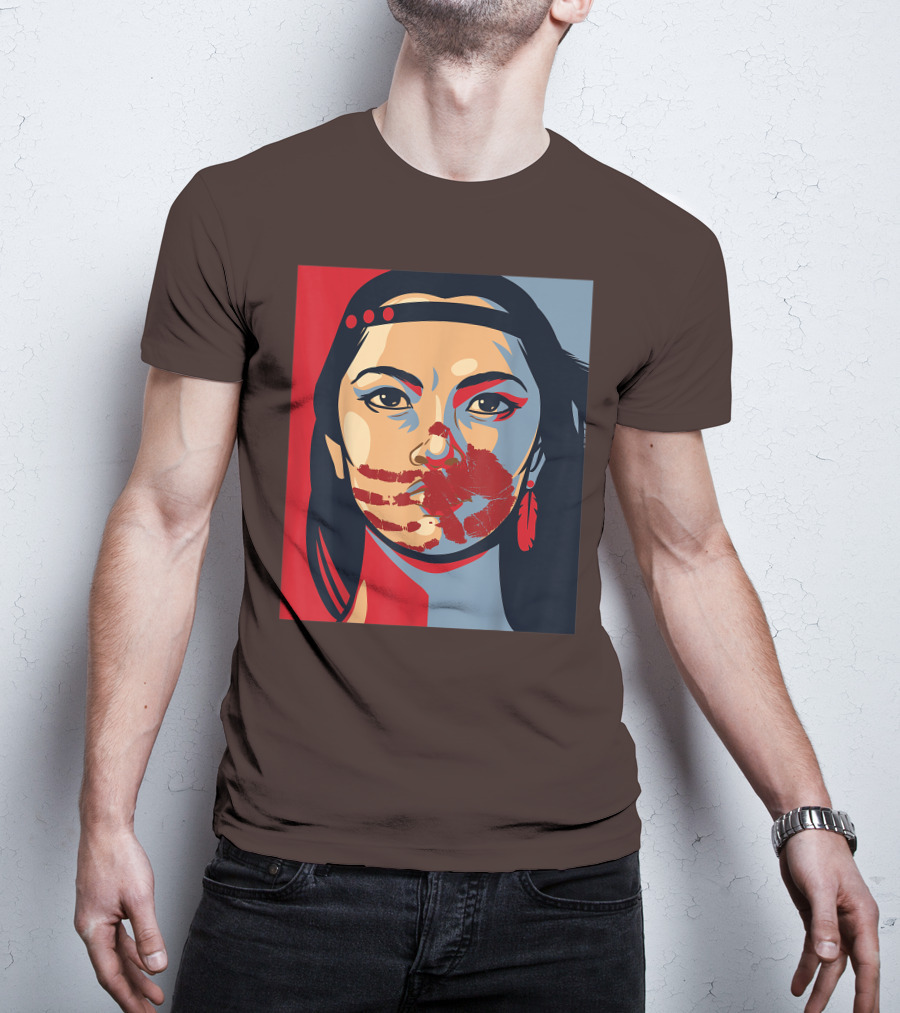 MMIW Awareness Stolen Sisters Indigenous Woman Red Handprint T-Shirt