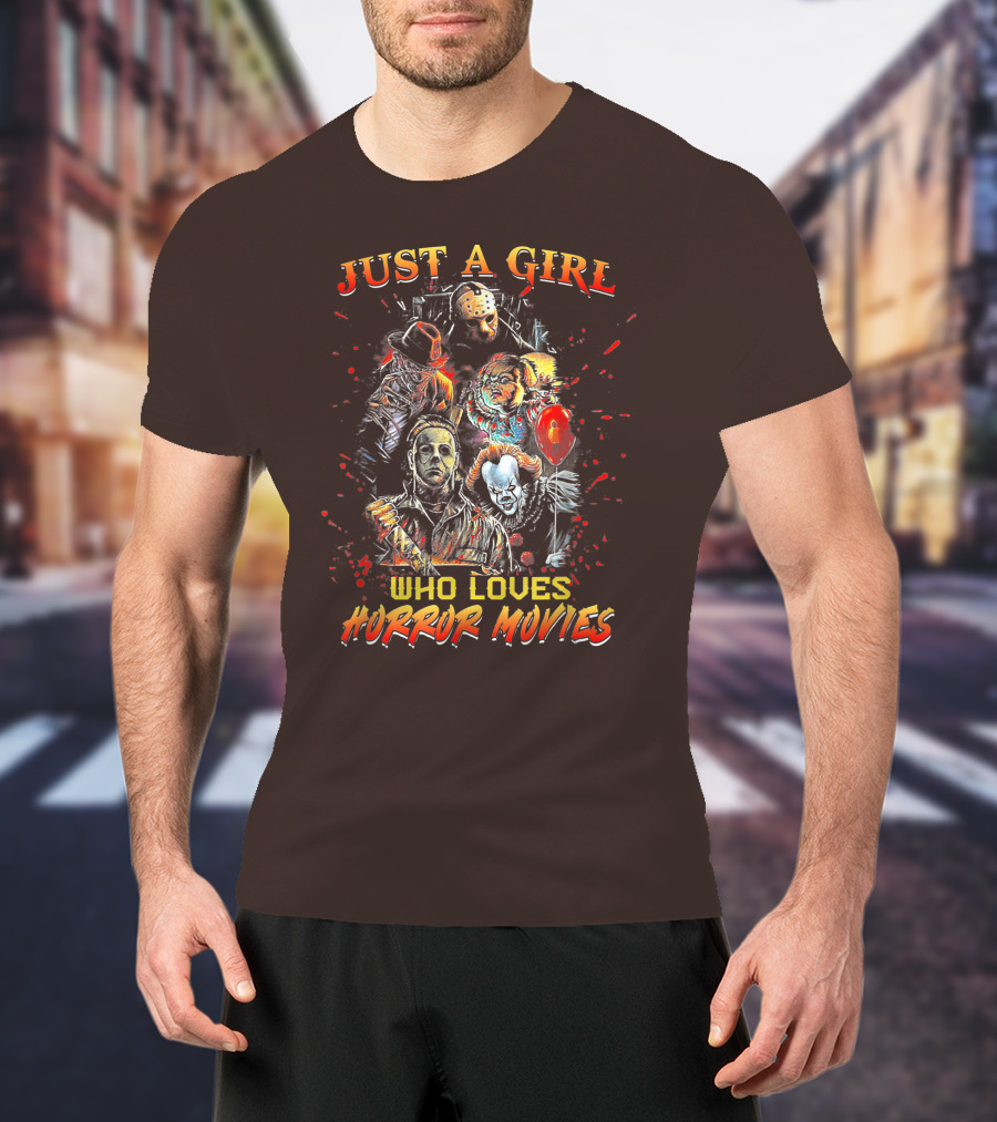 Just A Girl Who Loves Horror Movies Featuring Iconic Horror Villains T-Shirt