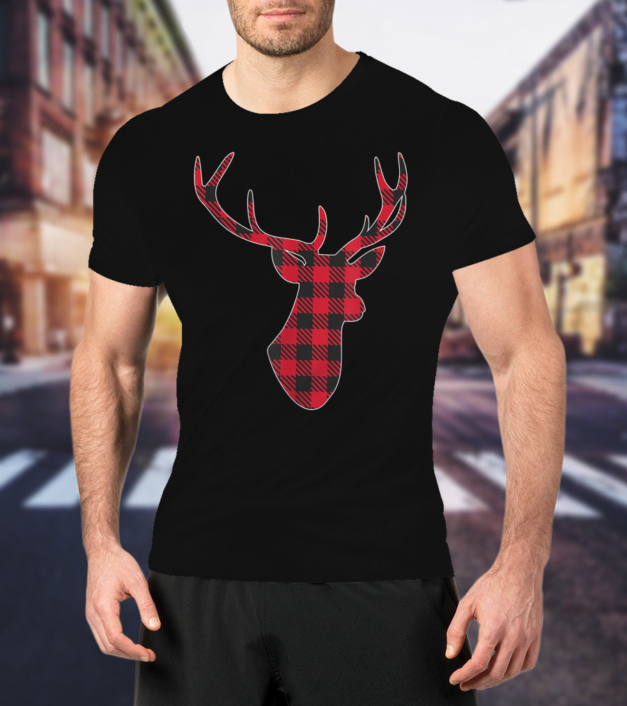 Christmas Buffalo Plaid Deer T-Shirt