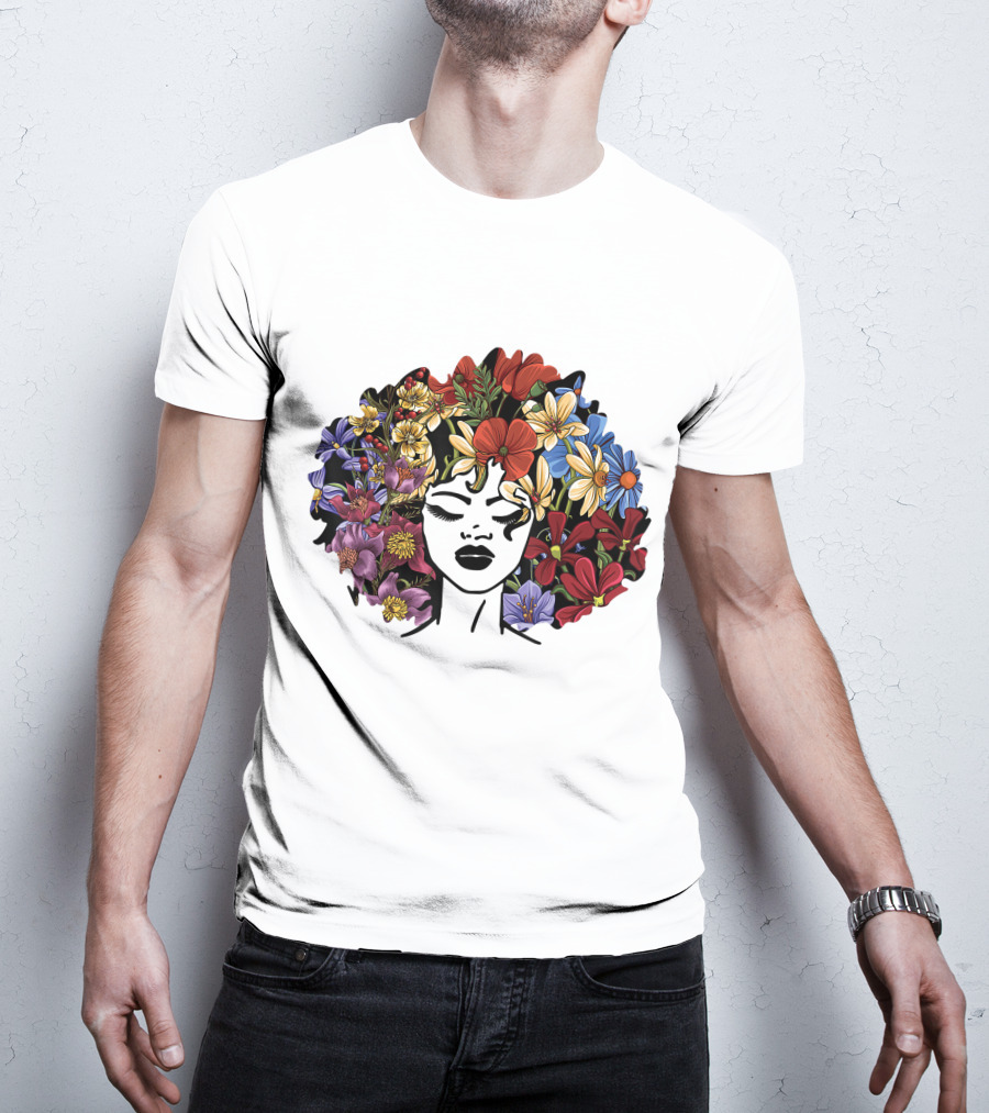 Educated Motivated Black Queen Melanin African American Floral Hair T-Shirt
