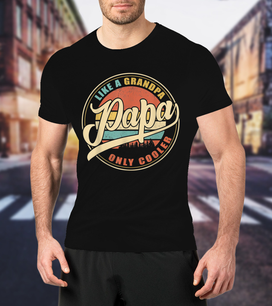 Papa Like A Grandpa Only Cooler Mens Vintage Retro T-Shirt