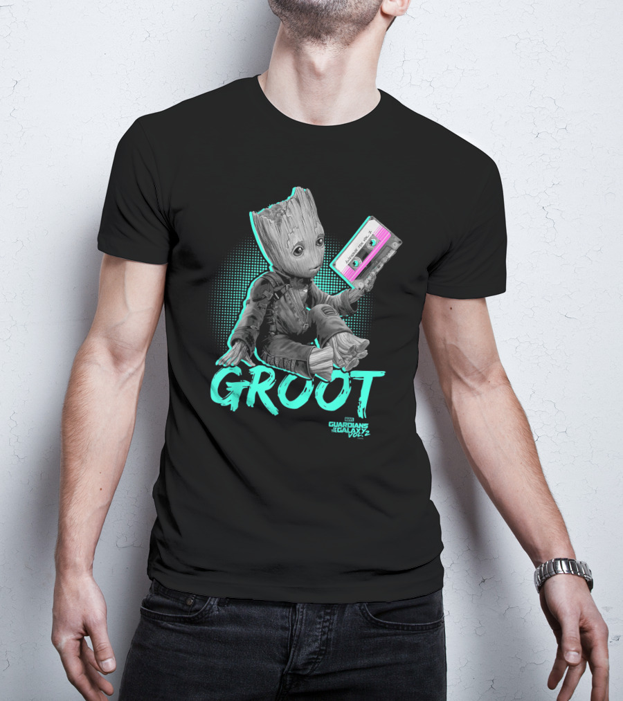 Groot Guardians Of The Galaxy Vol. 2 Baby Neon Tape T-Shirt