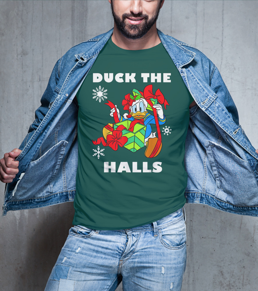 Disney Donald Duck The Halls Christmas Presents Snowflakes T-Shirt