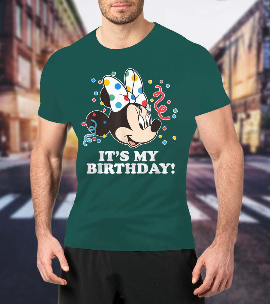Disney Minnie Mouse It's My Birthday Celebration Confetti Bow Fun T-Shirt
