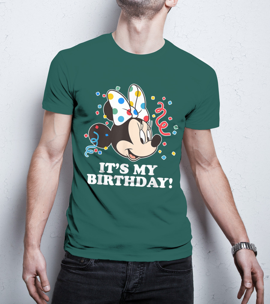 Disney Minnie Mouse It's My Birthday Celebration Confetti Bow Fun T-Shirt