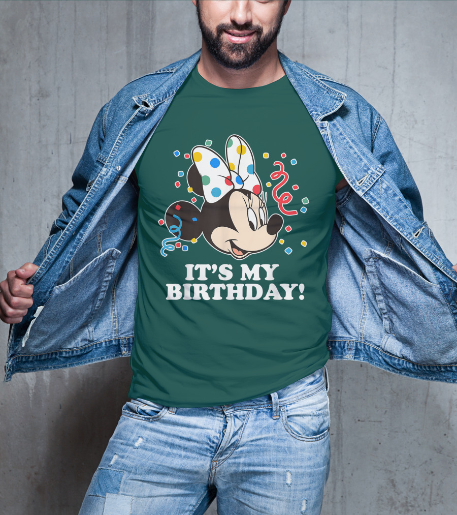 Disney Minnie Mouse It's My Birthday Celebration Confetti Bow Fun T-Shirt
