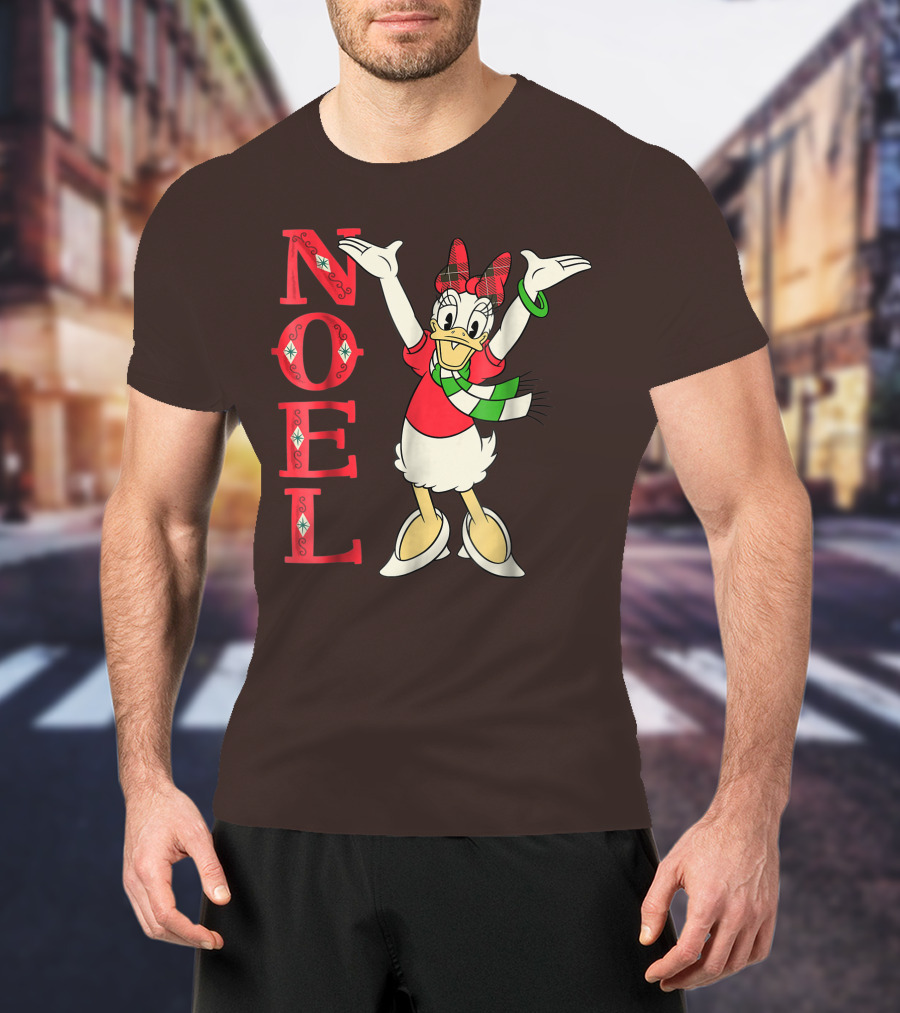 Disney Noel Holiday Vintage Daisy Duck Bow Scarf T-Shirt