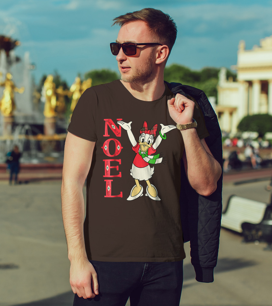 Disney Noel Holiday Vintage Daisy Duck Bow Scarf T-Shirt
