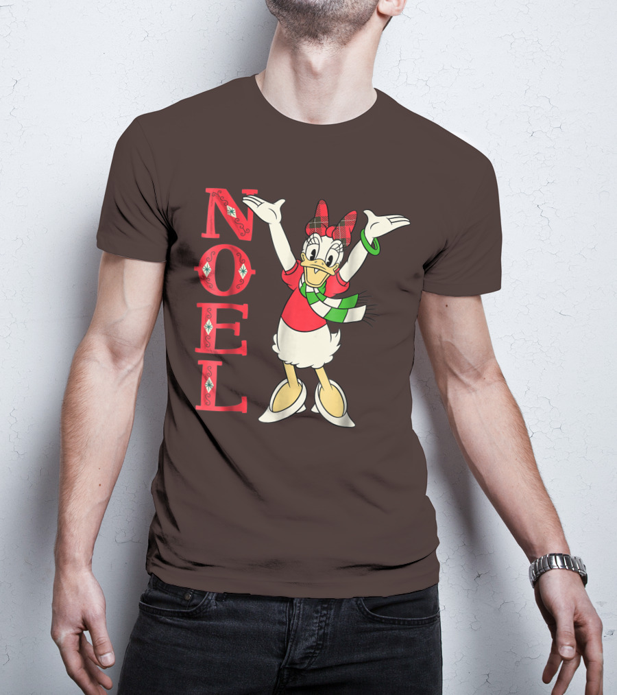 Disney Noel Holiday Vintage Daisy Duck Bow Scarf T-Shirt