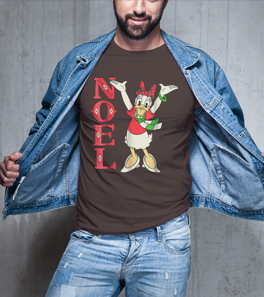 Disney Noel Holiday Vintage Daisy Duck Bow Scarf T-Shirt