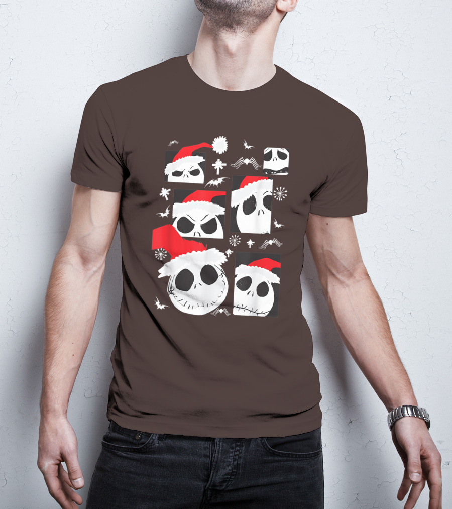 Nightmare Before Christmas Jack Skellington Faces Santa Hat Disney T-Shirt