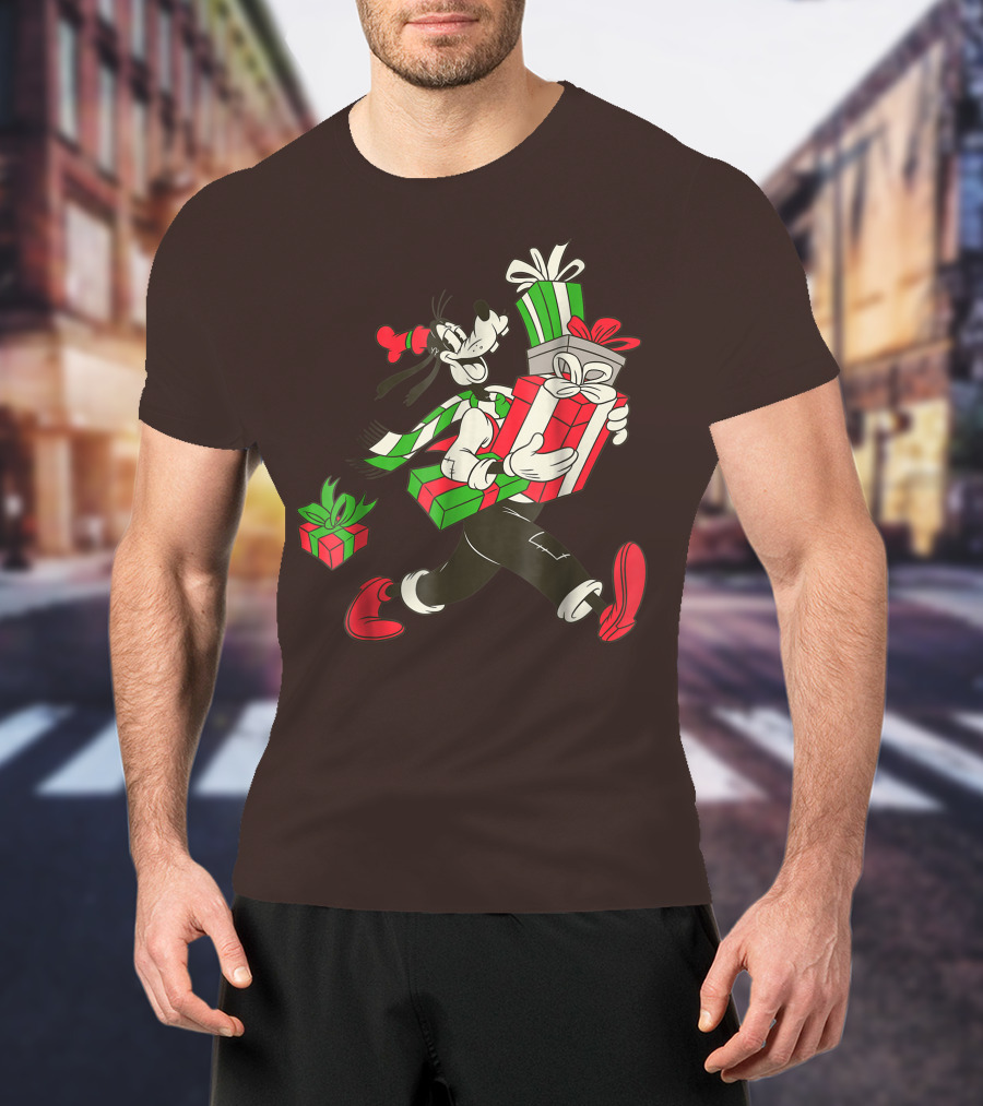 Disney Vintage Goofy Holiday Presents Carrying Christmas Gifts T-Shirt