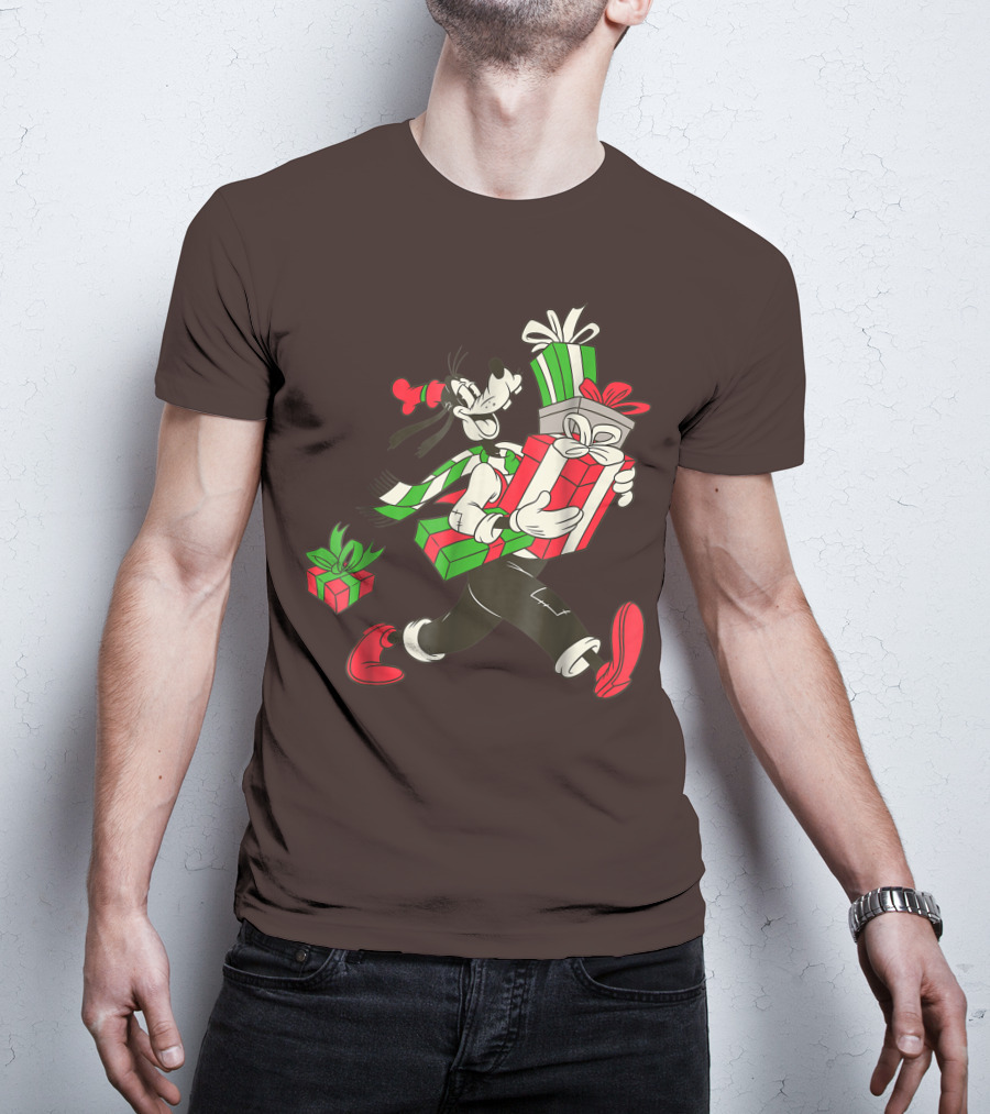Disney Vintage Goofy Holiday Presents Carrying Christmas Gifts T-Shirt
