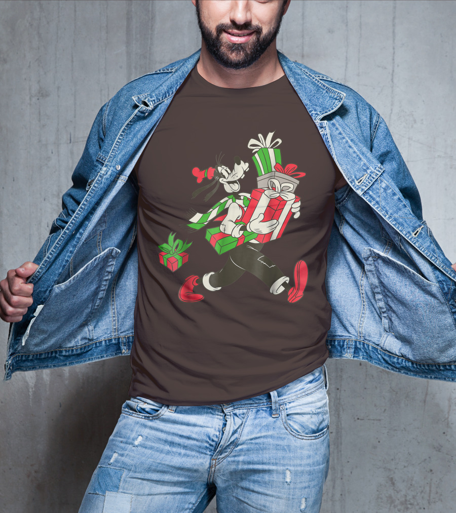 Disney Vintage Goofy Holiday Presents Carrying Christmas Gifts T-Shirt
